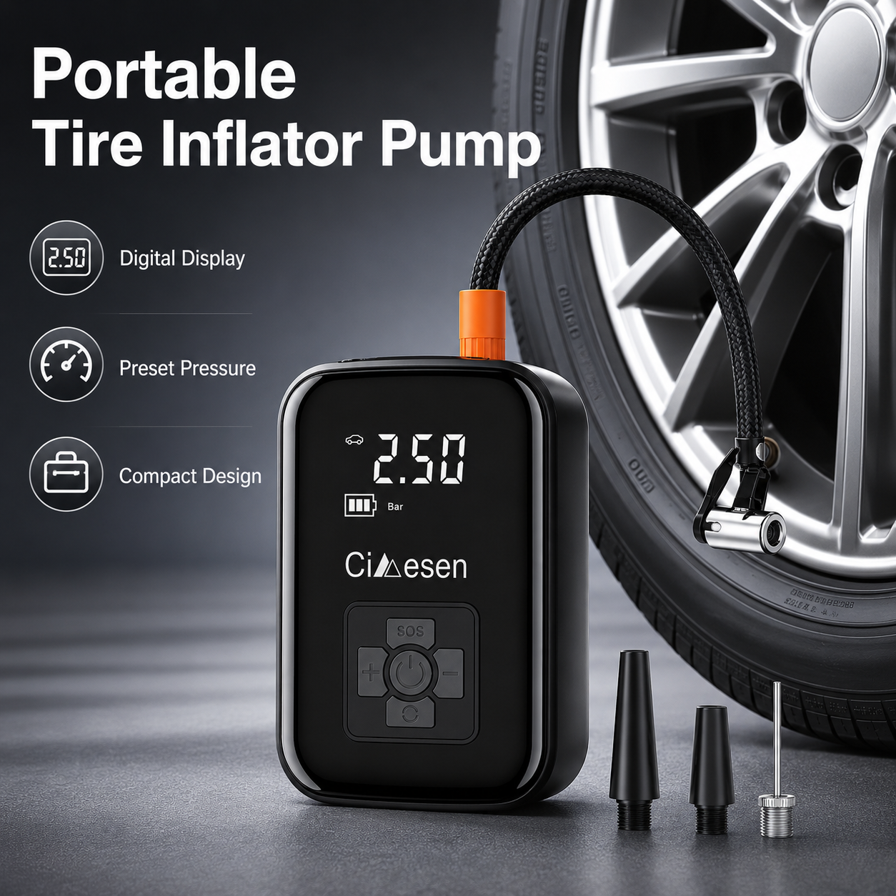 Motorcycle Gear Auto - Portable Cordless Tire Inflator Air Pump,